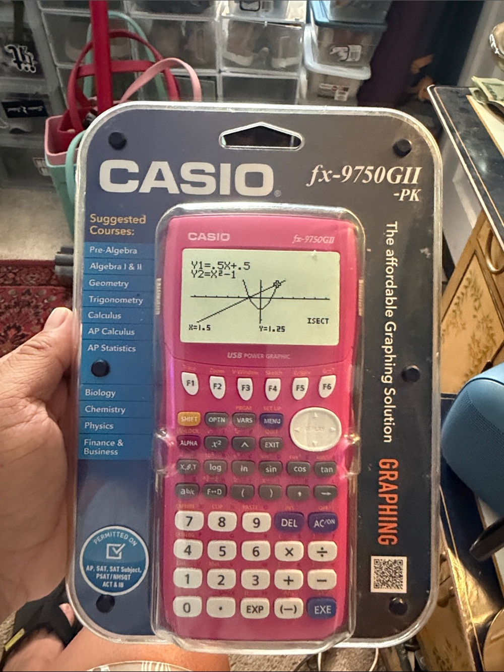 Casio fx-9750GII Pink Graphing Calculator in Retail Packaging